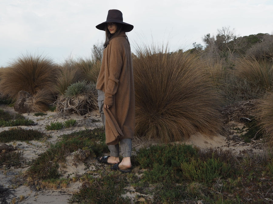 Shawl collar Luxe cardi (Alpaca)- Tan