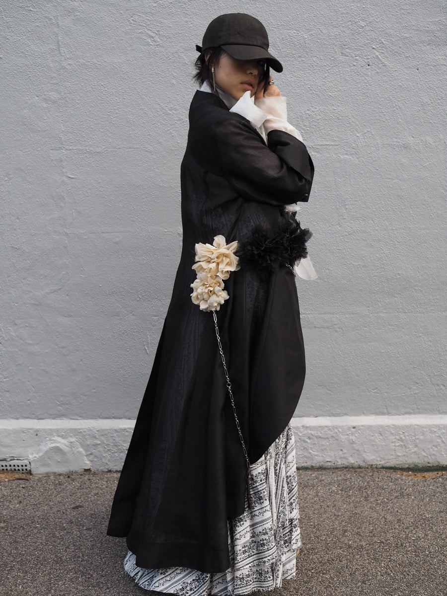 Maxi Riding Coat (Silk Linen) - Black