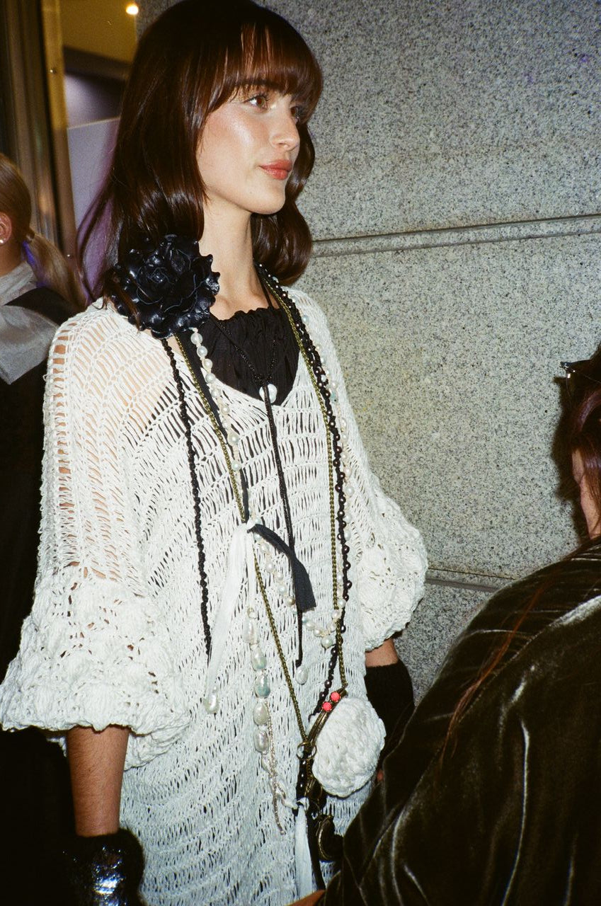 Hand crochet bluson dress (Linen)