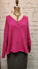 Light V-neck sweater (Alpaca) - Candy Pink