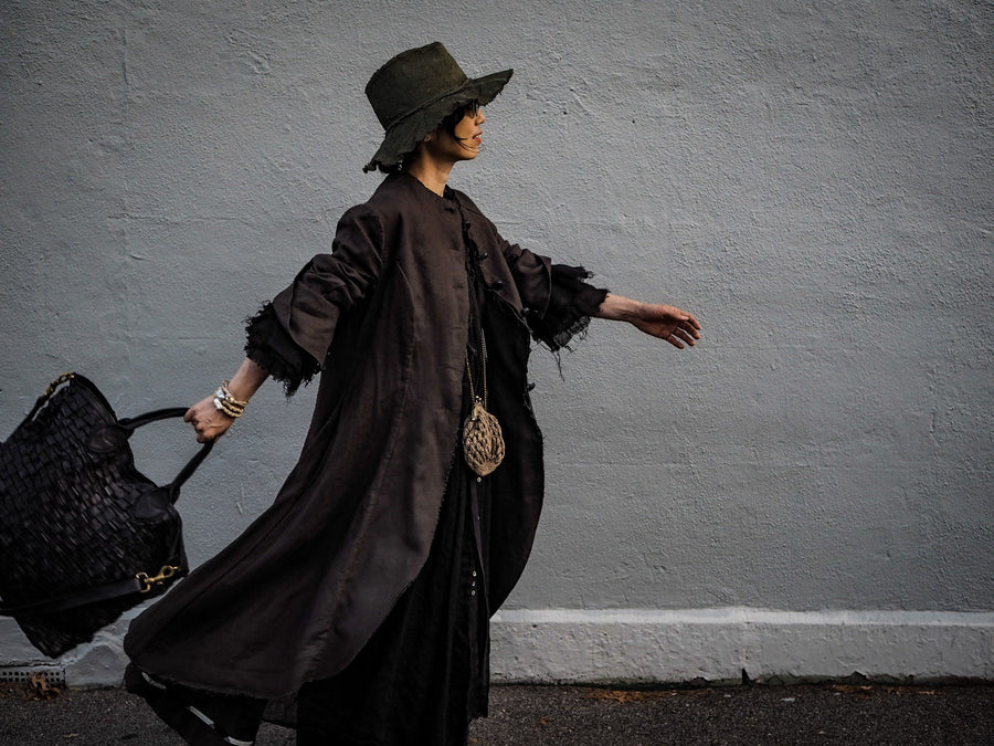 Maxi Riding Coat (Linen) - Truffle