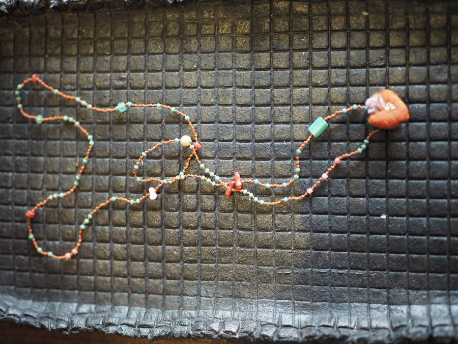 Antonia Rossi Embroidered Heart on a string of semi precious stones