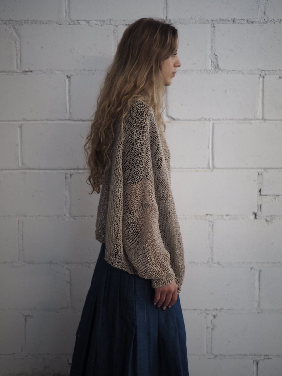 Batwing Hand Knit Cardi (Linen)