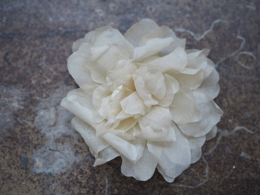 New York Hand Crafted Flower Brooch (Silk) - Ecru