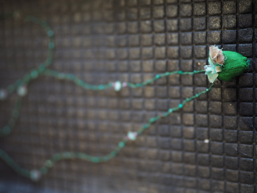 Antonia Rossi Embroidered Heart on a string of semi precious stones