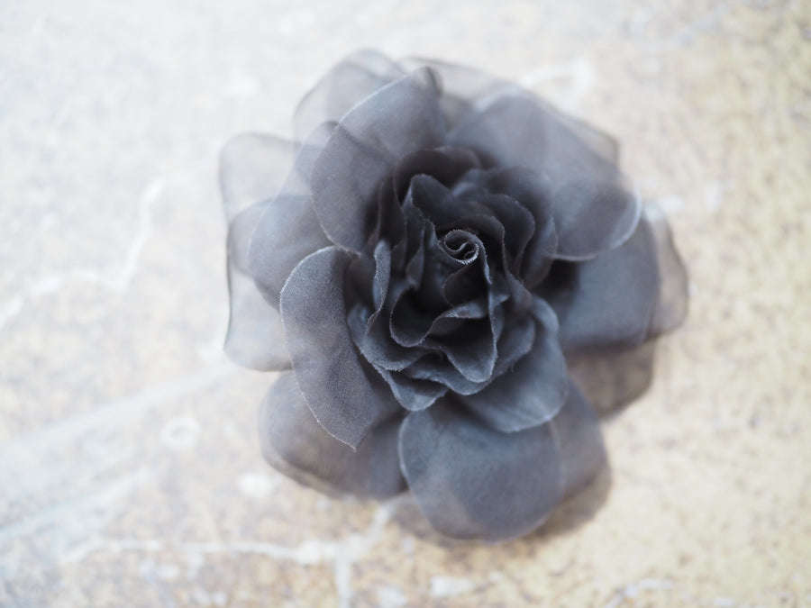 New York Hand Crafted Flower Brooch (Silk) - Black Rose
