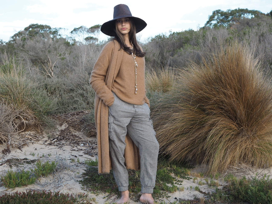 Shawl collar Luxe cardi (Alpaca)- Tan