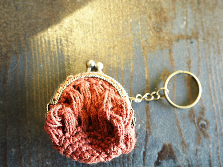 Hand Crochet Purse Key Ring (Linen)