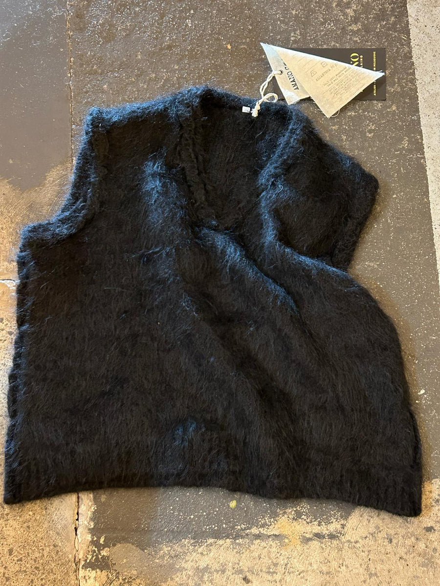 Knitted V neck Vest (Alpaca) - Sky Blue