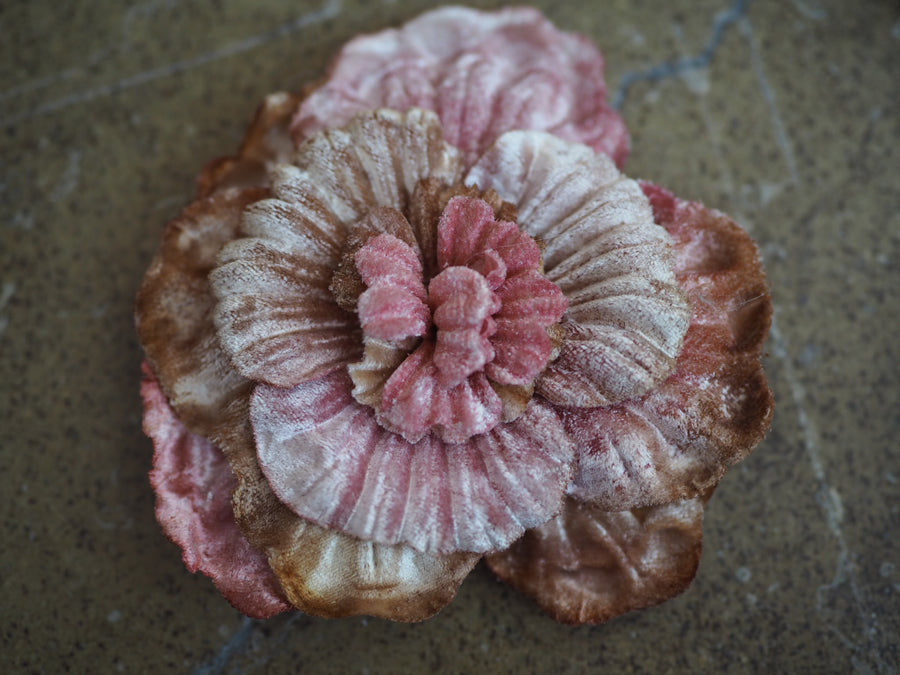 New York Hand Crafted Flower Brooch - hand painted silk Velvet