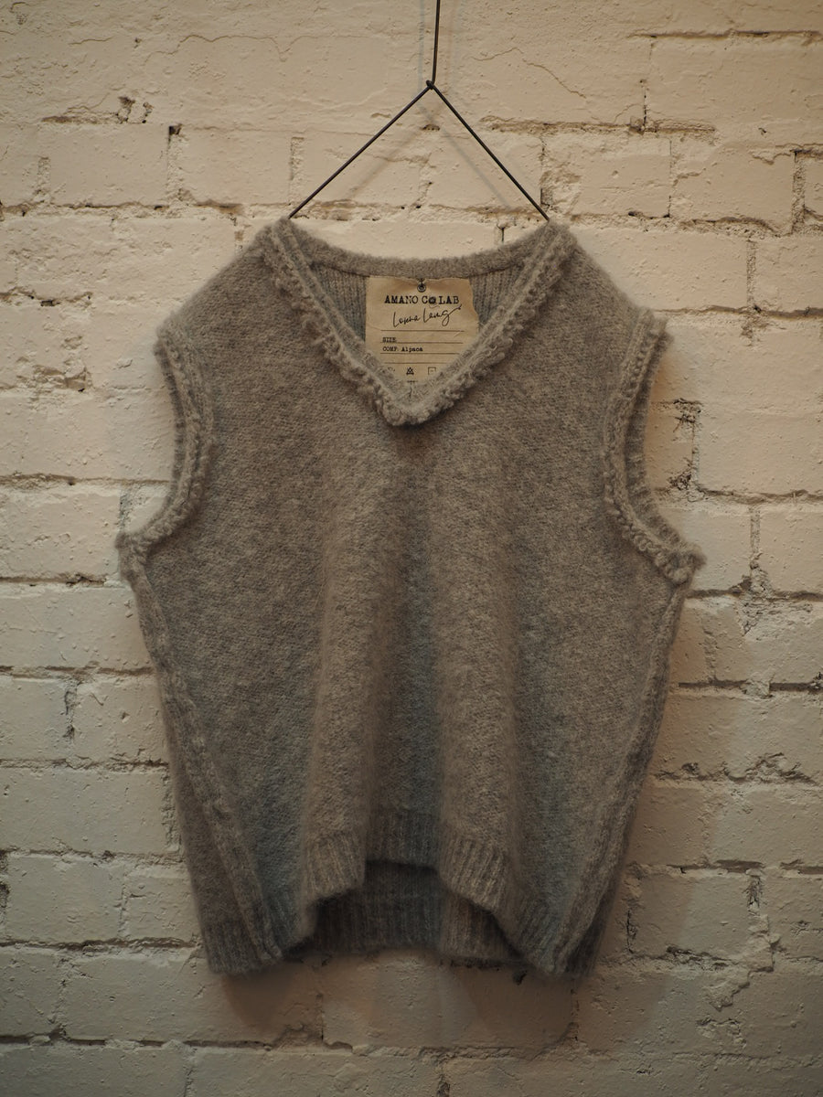 Luxe V Neck Vest (Alpaca) - Silver grey