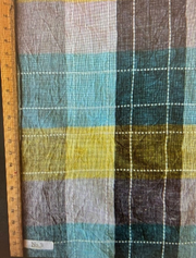 Pin-Tuck Duster / Shirt Dress (Linen) - turquoise checks