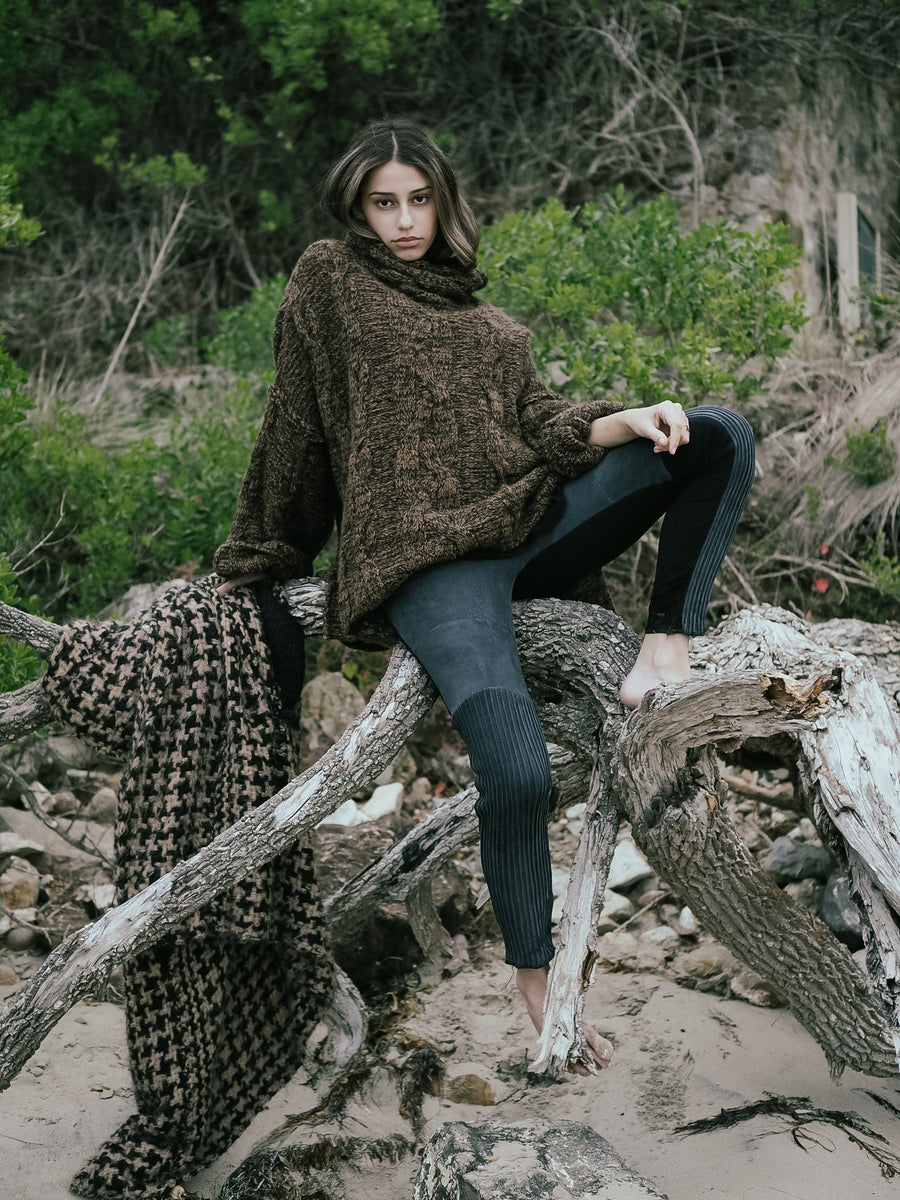 Pin-Tuck Leggings (Suede) Asphalt Grey
