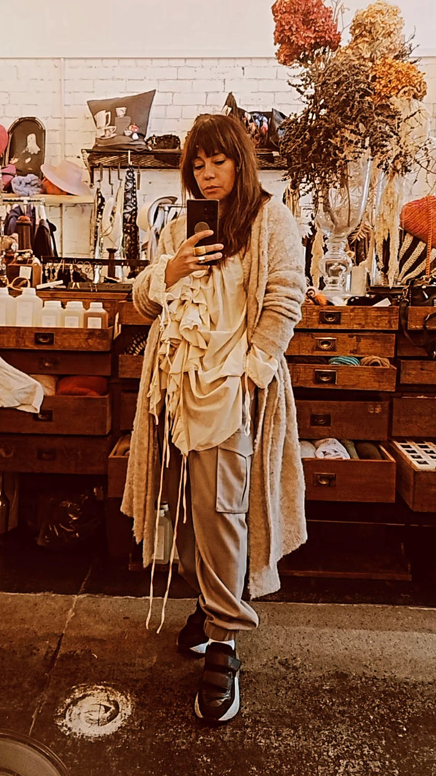 Alpaca Distressed Spider Lace Cardigan Khaki