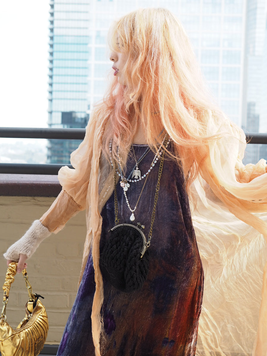 Button Through Shirt Dress (Silk Organza) - hand dyed