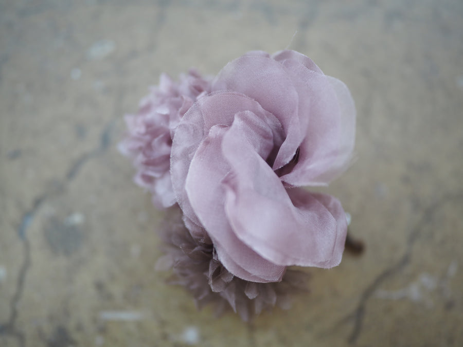 New York Hand Crafted Flower Brooch (Silk) Mauve posie