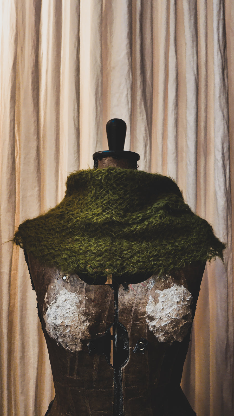 Hand loom snood collar (Alpaca) - Moss Green