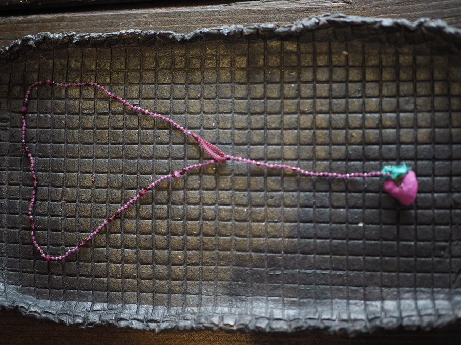 Antonia Rossi Embroidered Heart on a string of semi precious stones