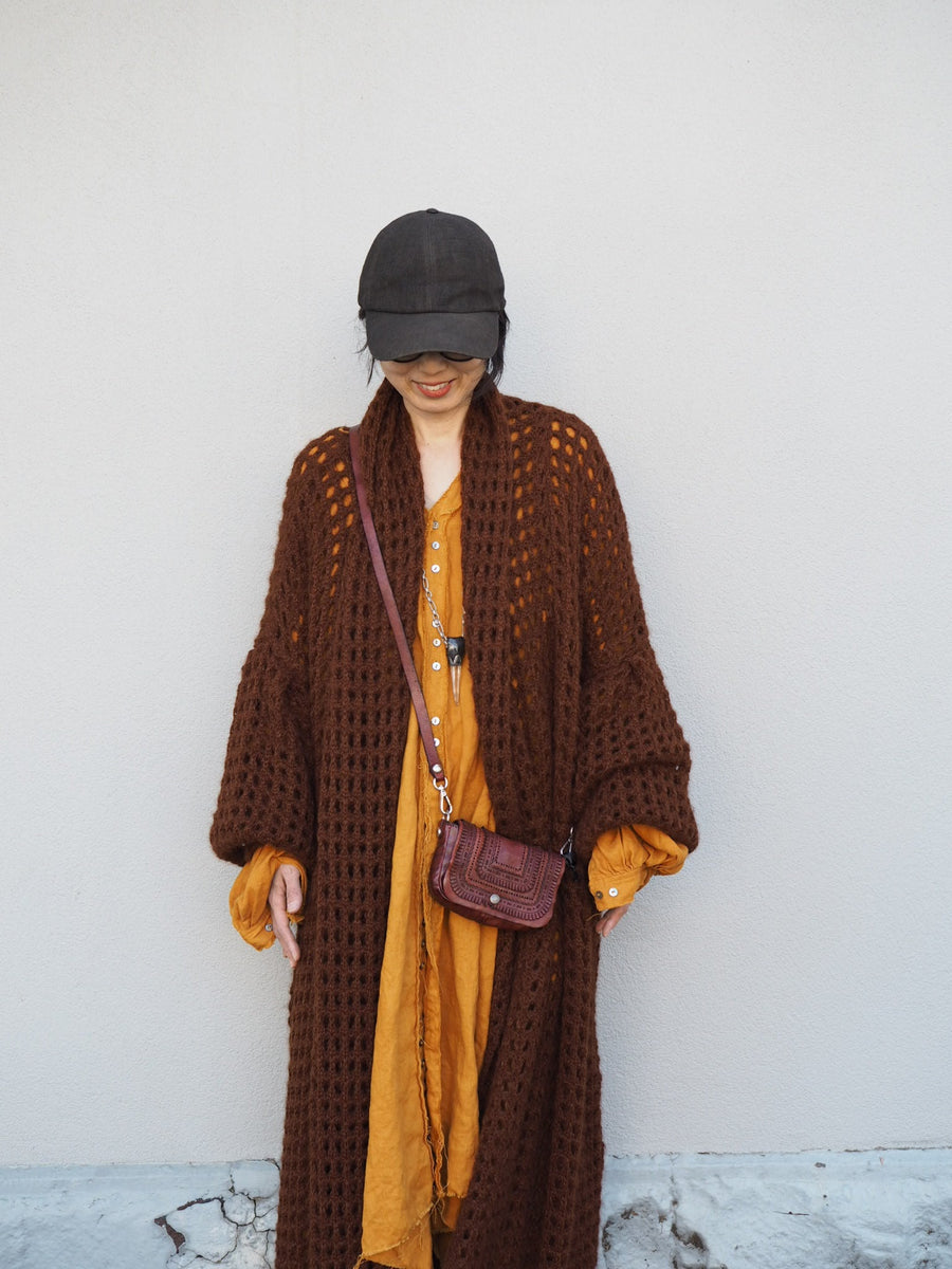 Balloon Sleeve Coatigan (Alpaca) - Cognac