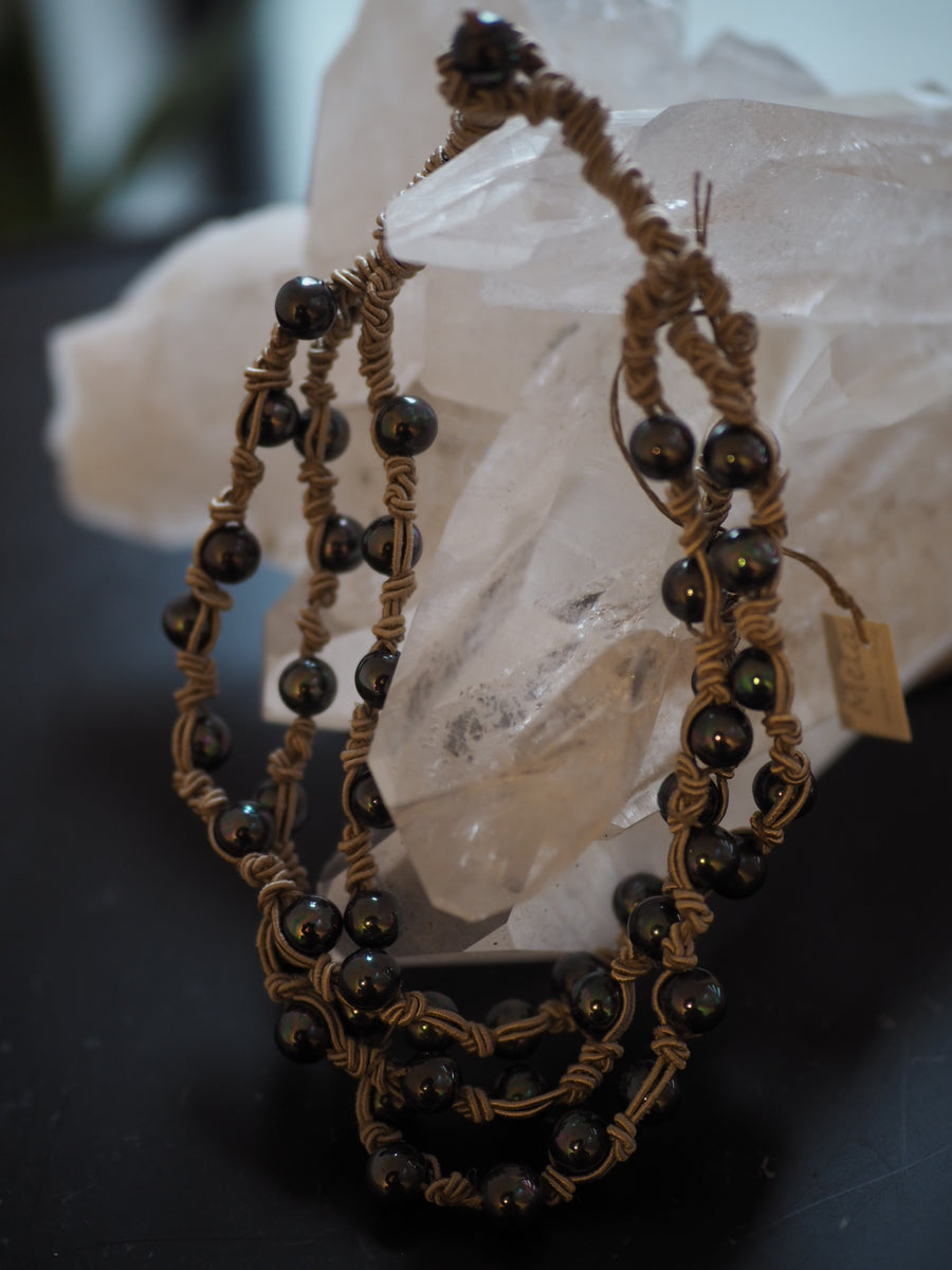 Triple Strand Tahitian Pearls Necklace - Ebony Black Pearls