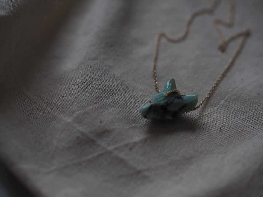 Chrysocolla Hand Carved Wolf
