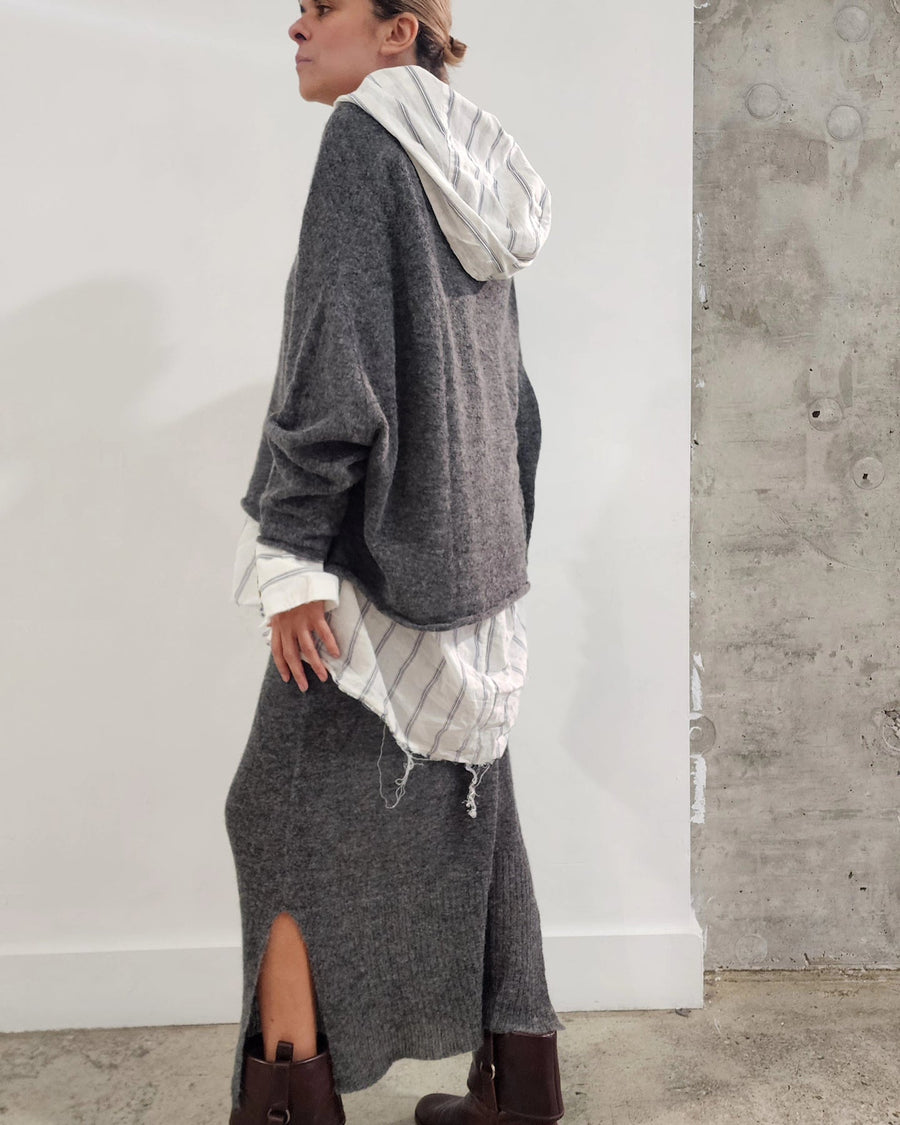 Hooded Shirt (Linen) - Checkered Weave