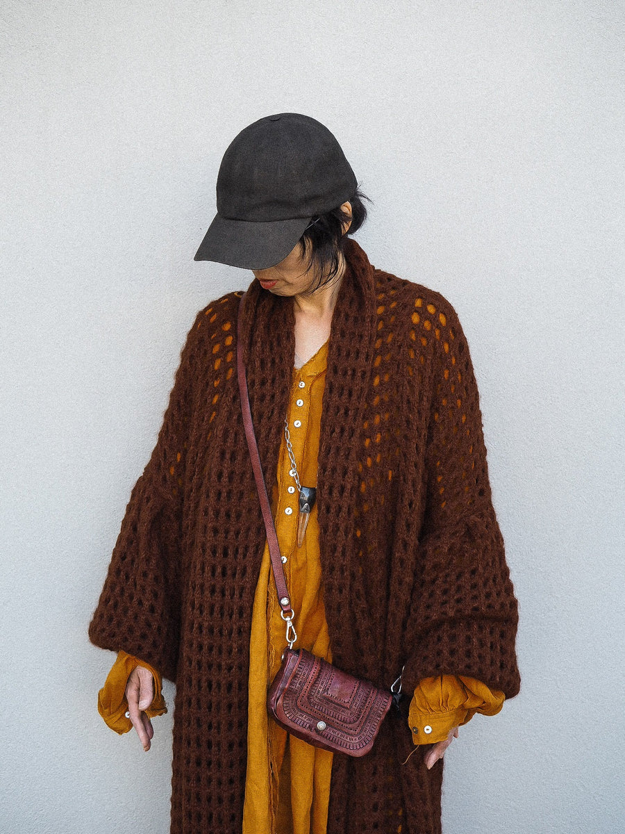 Balloon Sleeve Coatigan (Alpaca) - Cognac