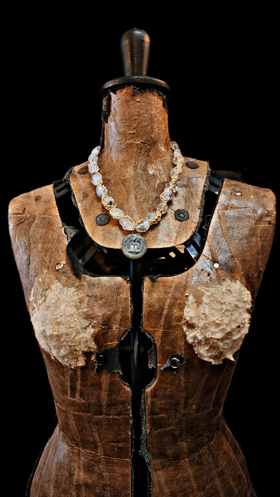Raw Herkimer Diamond Wrapped Necklace With Pearl