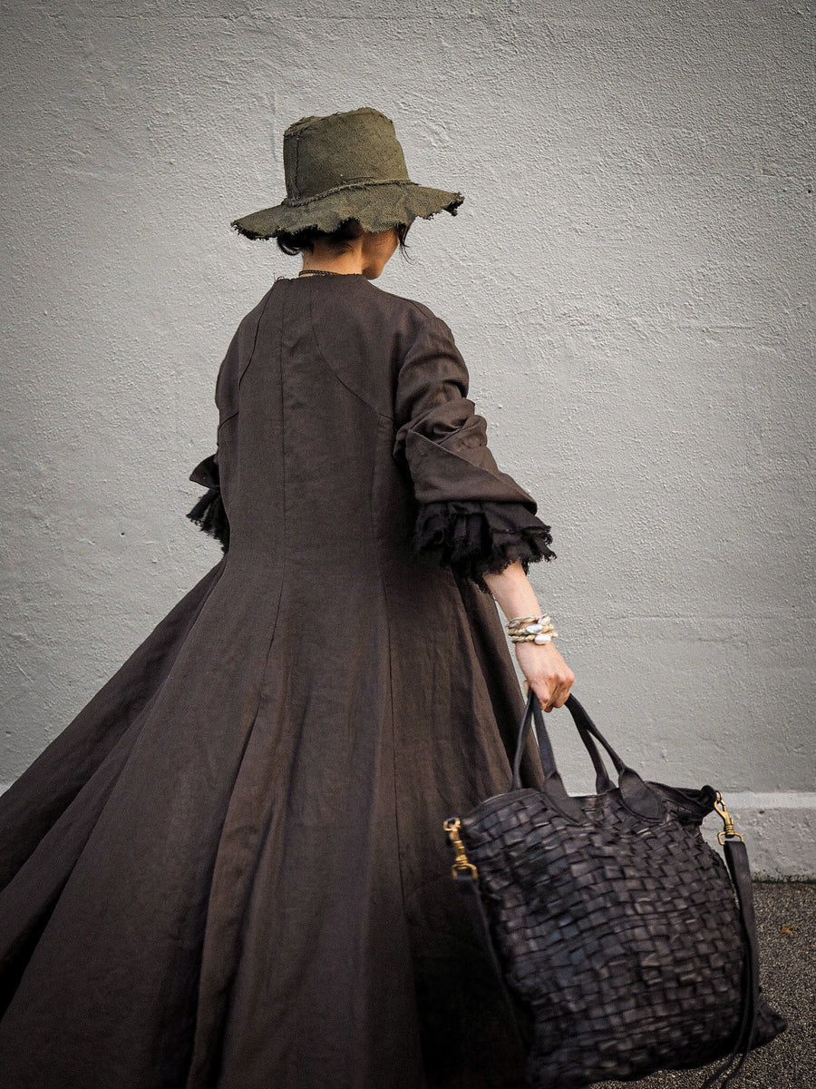 Maxi Riding Coat (Linen) - Truffle