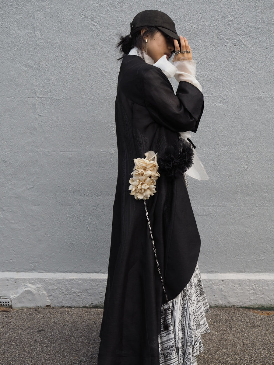 Maxi Riding Coat (Silk Linen) - Black