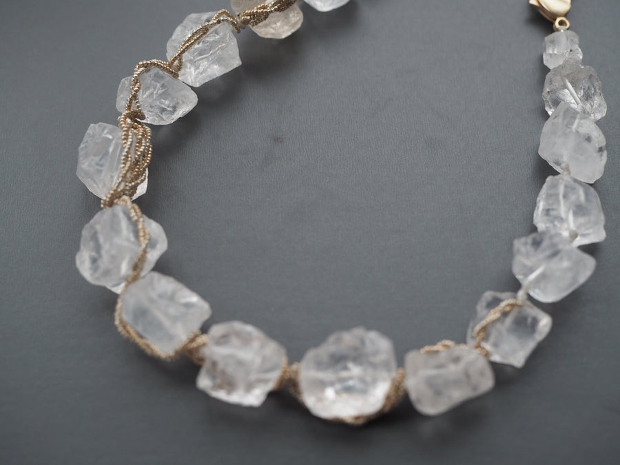 Raw Clear Quartz Wrapped Necklace