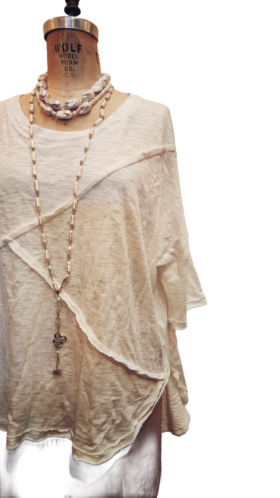 Spliced Tee Top - (Linen)