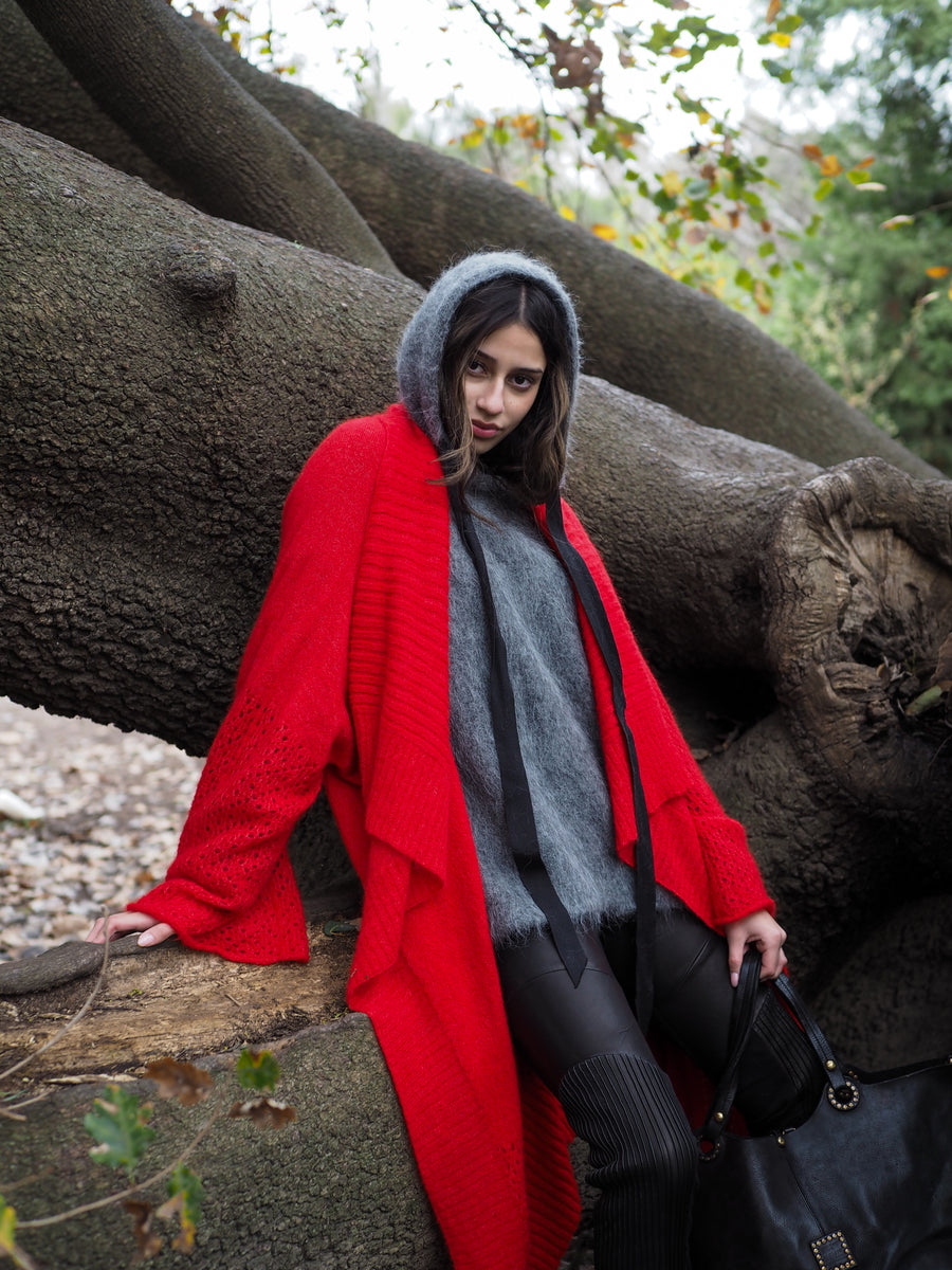 Luxe Light Weight kimono Cardi (Alpaca) - Red