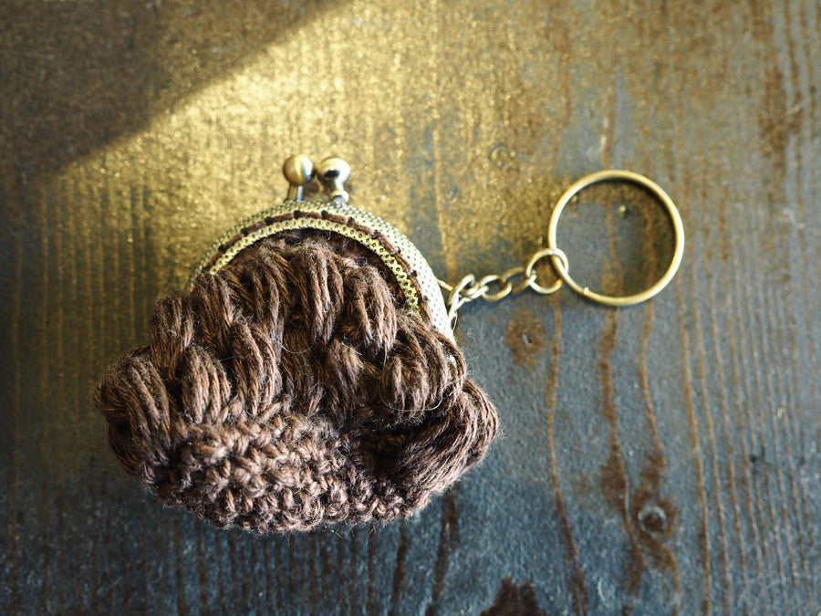 Hand Crochet Purse Key Ring (Linen)