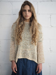 Hand knit Top with crew neckline (Linen)
