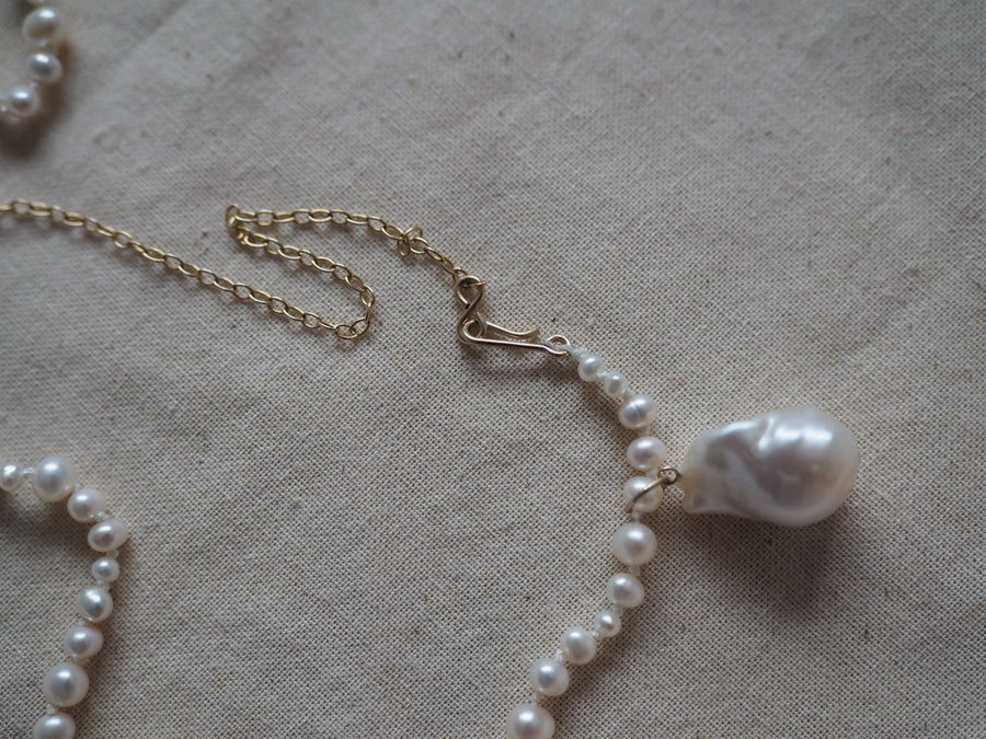 Ivory Pearls With Chain,  Pearl charms