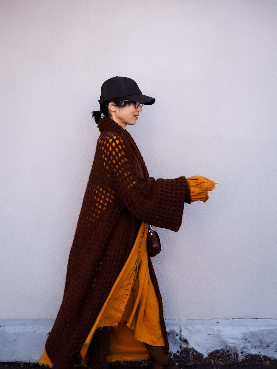Balloon Sleeve Coatigan (Alpaca) - Cognac