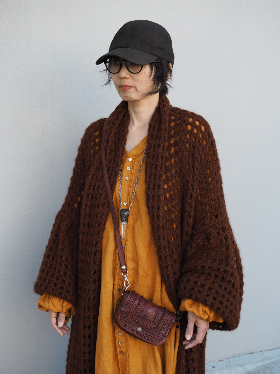 Balloon Sleeve Coatigan (Alpaca) - Cognac