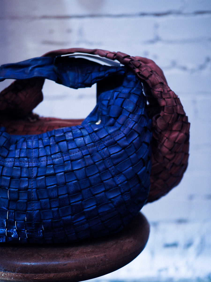 Edera Marissa shoulder bag in woven (Leather) Iris