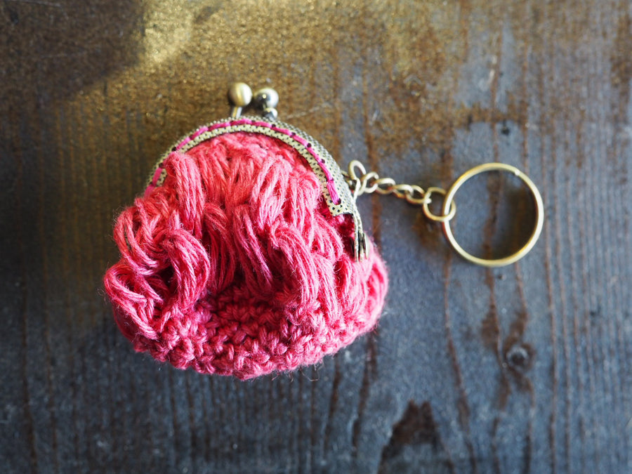 Hand Crochet Purse Key Ring (Linen)