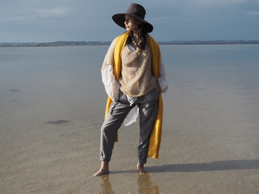 Hand Knit Vest (Linen) Wheat
