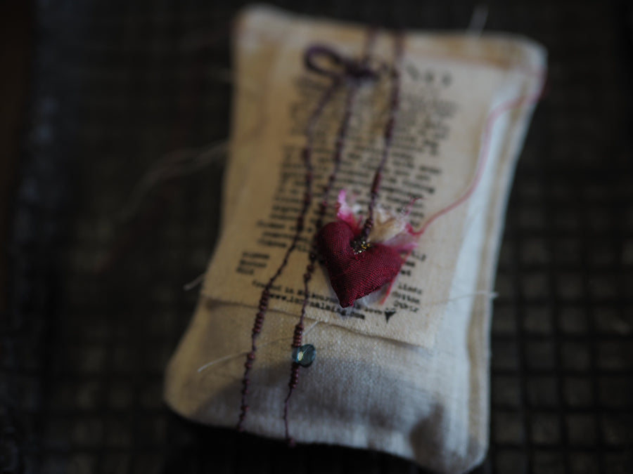 Antonia Rossi Embroidered Heart on a string of semi precious stones