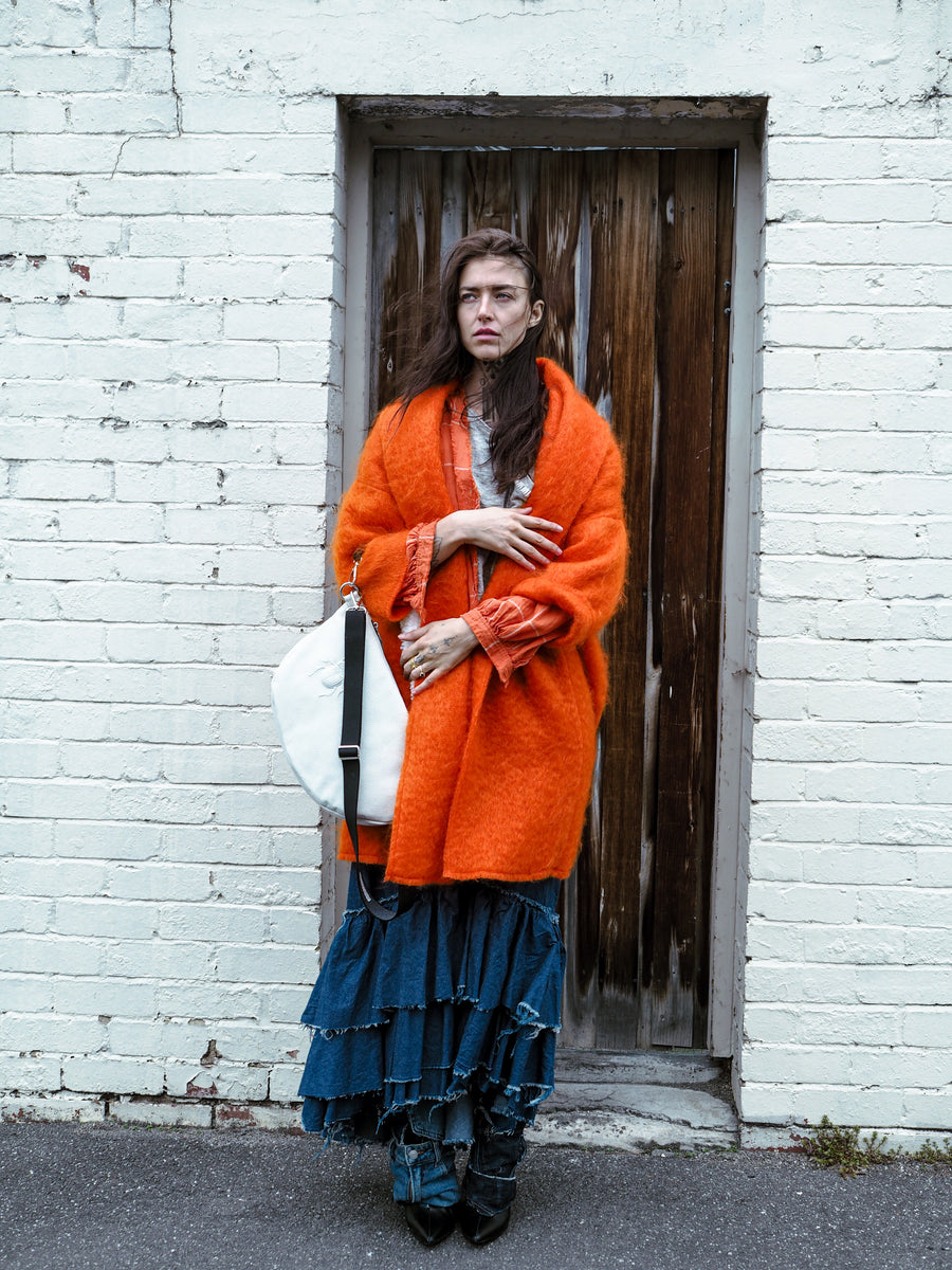 Cocoon coat (mohair) - Orange