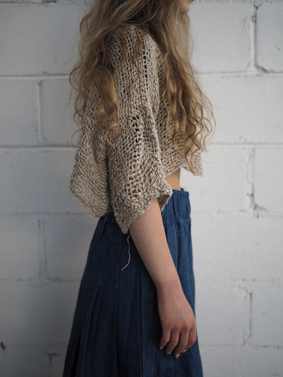 Hand Loom Crop Top (Linen) Natural