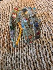Antonia Rossi Embroidered Silk Bracelet - greens grey