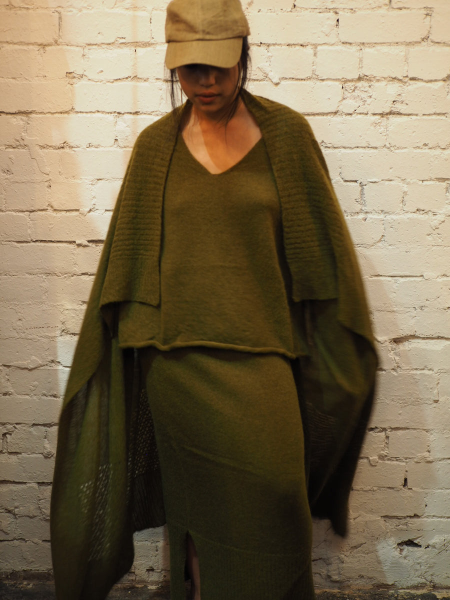 Light weight cardi (Alpaca) - Moss