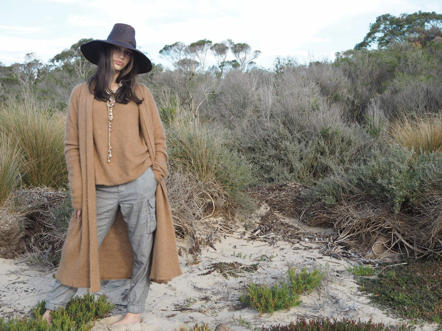 Shawl collar Luxe cardi (Alpaca)- Tan