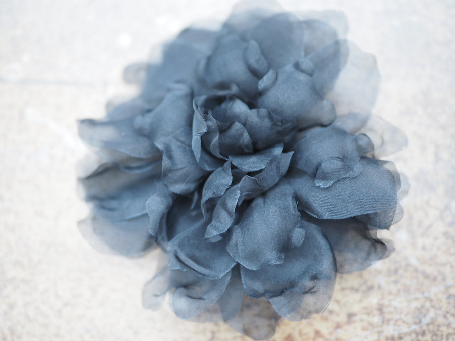 New York Hand Crafted Flower Brooch (Silk) - Black Rose