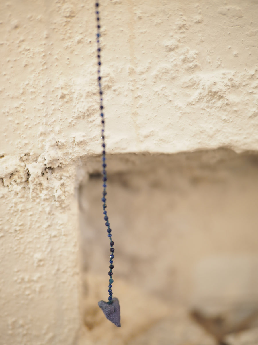 Antonia Rossi Embroidered Heart on a string of semi precious stones