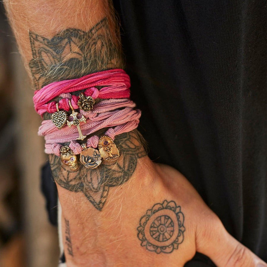 Peony charm - bronze